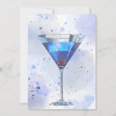 Blauer Martini-Cocktail in Weiß Einladung (Rückseite)