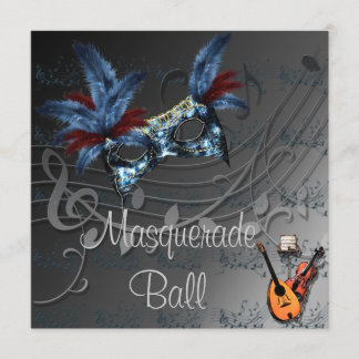 Blauer Maske auf Black Masquerade Ball Einladung