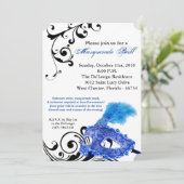 Blauer Maskenball Maskenkostüm Halloween Teil Einladung (Stehend Vorderseite)