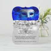 Blauer Maskenball Maskenkostüm Halloween Teil Einladung (Stehend Vorderseite)