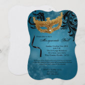 Blauer Maskenball Maskenkostüm Halloween Teil Einladung (Vorne/Hinten)