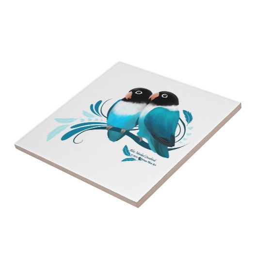 Blauer Maskenlovebirds Fliese (Seite)