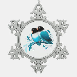 Blauer Maskenlovebirds Schneeflocken Zinn-Ornament