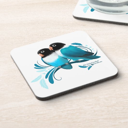 Blauer Maskenlovebirds Untersetzer (Linke Seite)