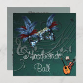 Blauer Masquerade Ball Einladung (Vorne/Hinten)