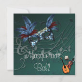 Blauer Masquerade Ball Einladung (Vorderseite)