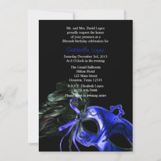 Blauer Masquerade Quinceanera Ball Einladung
