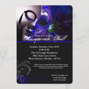 Blauer Masquerall Maske Maskenkostüm Halloween Tei Einladung