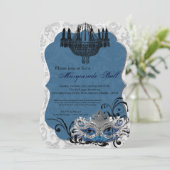 Blauer Masquerall Maske Maskenkostüm Halloween Tei Einladung (Stehend Vorderseite)