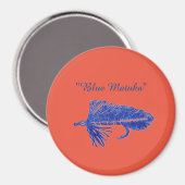 Blauer Matuka Ausläufer, Fliegenfischen, Fliege, Magnet (Vorderseite/Rückseite)