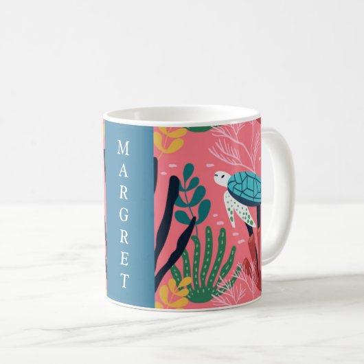 Blauer Meeresschildkröte Kaffeetasse (VorderseiteRechts)