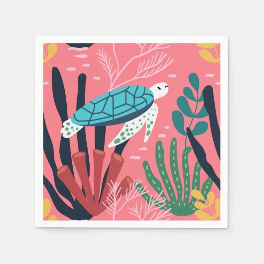 Blauer Meeresschildkröte Serviette (Vorderseite)