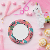 Blauer Meeresschildkröte unter Meeresrosa Pappteller (Party)