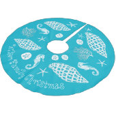 Blauer Meerestier Eigener Text Polyester Weihnachtsbaumdecke (Schrägansicht)