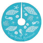 Blauer Meerestier Eigener Text Polyester Weihnachtsbaumdecke (Vorderseite)