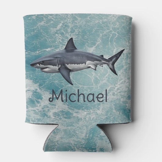 Blauer Meerhai Personalisiert Dosenkühler (Rückseite)