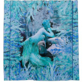 Blauer Meerjungfrau Duschvorhang (Vorderseite)