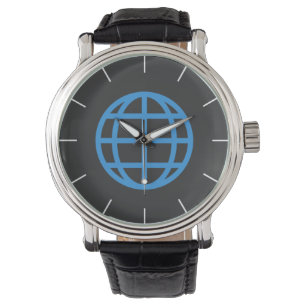 Blauer Meridian-Globus Armbanduhr