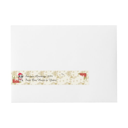 Blauer Merle australischer Weihnachtswelpe Rundum-Adressaufkleber (Vorderseite)