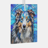 Blauer Merle Collie Dog "Festes Glas" Ornament Aus Glas (Vorderseite Rechts)