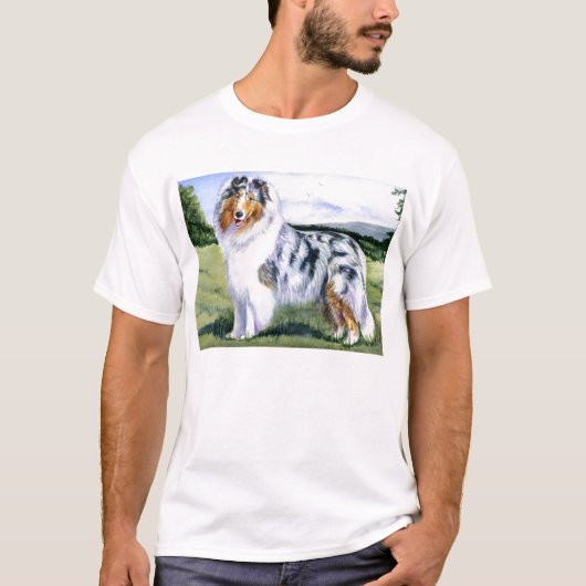 Blauer Merle Collie T-Shirt (Vorderseite)