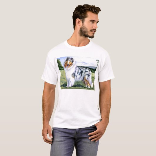 Blauer Merle Collie T-Shirt (Vorne ganz)