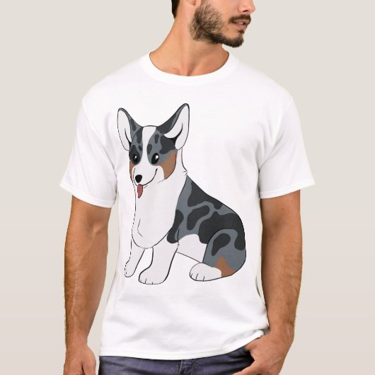 Blauer Merle Corgi T-Shirt (Vorderseite)