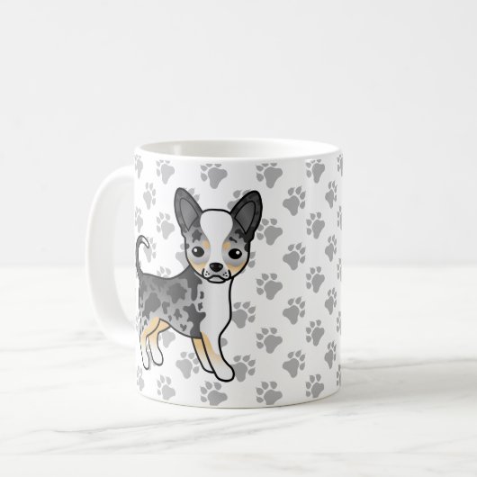 Blauer Merle glatter Coat Chihuahua Niedlicher Hun Kaffeetasse (Vorderseite Links)