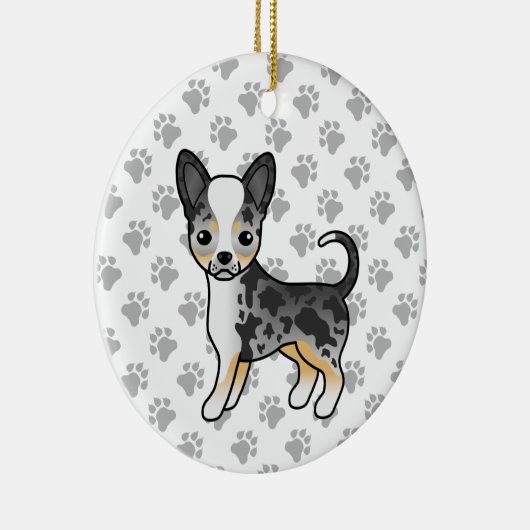 Blauer Merle glatter Coat Chihuahua Niedlicher Hun Keramik Ornament (Rechts)