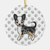 Blauer Merle glatter Coat Chihuahua Niedlicher Hun Keramik Ornament (Vorne)