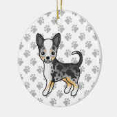 Blauer Merle glatter Coat Chihuahua Niedlicher Hun Keramik Ornament (Links)