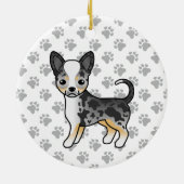 Blauer Merle glatter Coat Chihuahua Niedlicher Hun Keramik Ornament (Hinten)