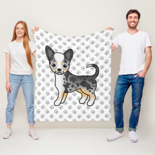 Blauer Merle Glatthaar Chihuahua Süßer Hund & Pfot Fleecedecke