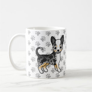 Blauer Merle Glatthaar Chihuahua Süßer Hund & Pfot Kaffeetasse
