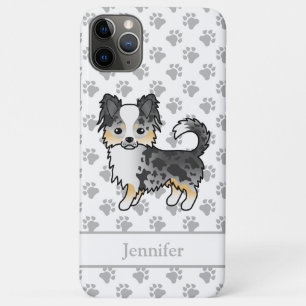 Blauer Merle Langhaar Chihuahua Cartoon Hund & Nam Case-Mate iPhone Hülle