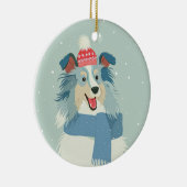 Blauer Merle Sheltie Keramik Ornament (Rechts)