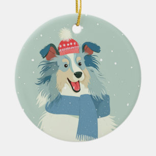 Blauer Merle Sheltie Keramik Ornament