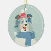 Blauer Merle Sheltie Keramik Ornament (Links)