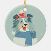 Blauer Merle Sheltie Keramik Ornament (Hinten)