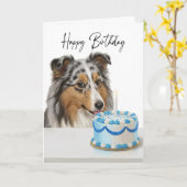 Blauer Merle Sheltie-Kucheninspektor Karte (Gelbe Blume)