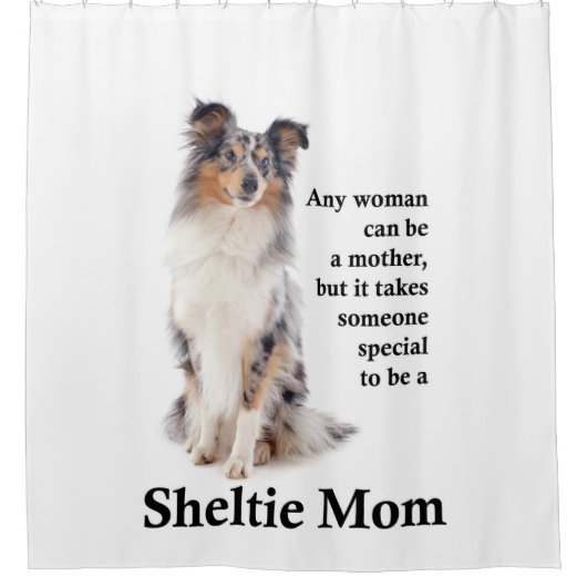 Blauer Merle Sheltie Mama-Duschvorhang Duschvorhang (Vorderseite)