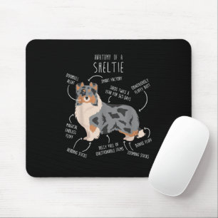 Blauer Merle Sheltie Shetland Sheepdog Anatomie, S Mousepad