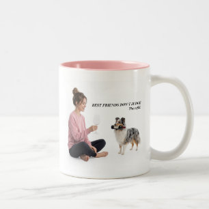 Blauer Merle Sheltie Wein Humor Geschenk Zweifarbige Tasse