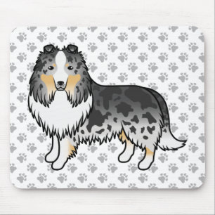 Blauer Merle Shetland Sheepdog Cartoon Hund & Pfot Mousepad