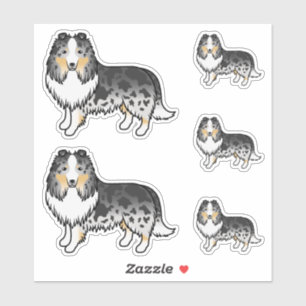 Blauer Merle Shetland Sheepdog Sheltie Cartoon Hun Aufkleber