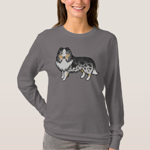 Blauer Merle Shetland Sheepdog Sheltie Cartoon-Hun T-Shirt