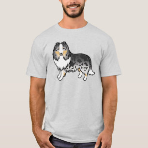 Blauer Merle Shetland Sheepdog Sheltie Cartoon-Hun T-Shirt
