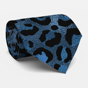 Blauer Metallic-Leopardenprint Krawatte