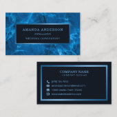 Blauer Metallrahmen und Marmor| Visitenkarte (Vorne/Hinten)
