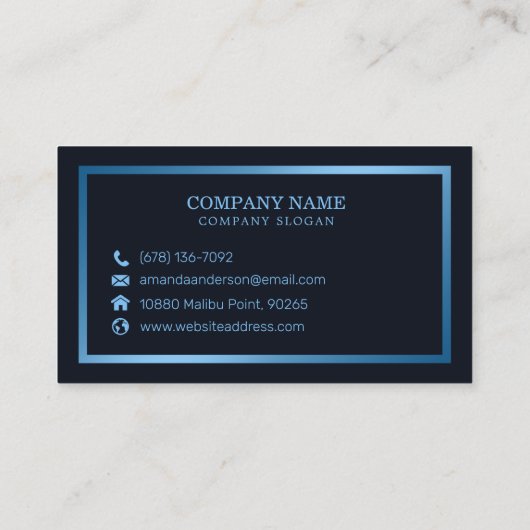Blauer Metallrahmen und Marmor| Visitenkarte (Rückseite)